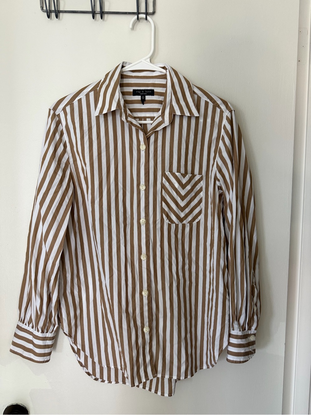 rag & bone Stripe Button-Down Shirt XS beach lounge resort chic minimalist